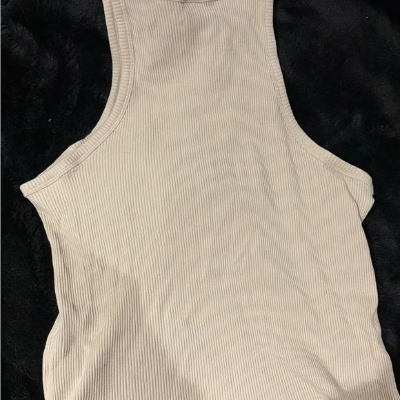 H&M Ribbed High Neck Tank Top - Beige - Picture 2 of 4